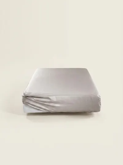 Fitted sheet, Mako satin, beige