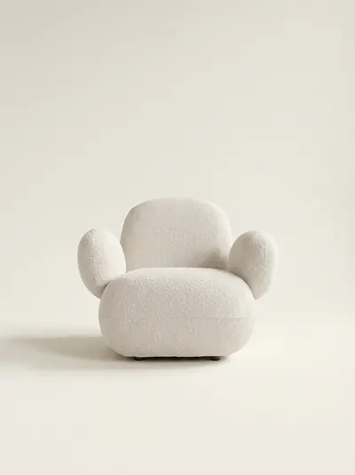 TOE armchair, bouclé, off white