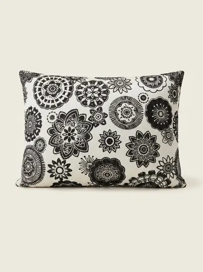 Outdoor CUSHION with piping | floral black and white